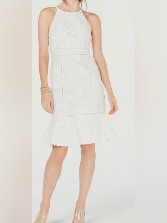 INC International Concepts Dresses & Skirts - INC International Concepts White Textured Halter Cocktail Dress